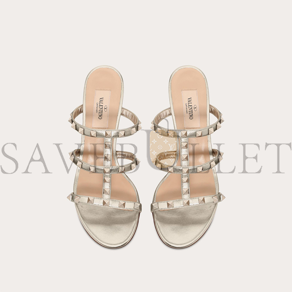 VALENTINO ROCKSTUD METALLIC CALFSKIN LEATHER SLIDE SANDAL 60 MM 5W2S0C47JXH VALENTINO ROCKSTUD METALLIC CALFSKIN LEATHER SLIDE SANDAL 60 MM 5W2S0C47JXH