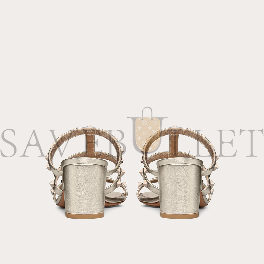 VALENTINO ROCKSTUD METALLIC CALFSKIN LEATHER SLIDE SANDAL 60 MM 5W2S0C47JXH VALENTINO ROCKSTUD METALLIC CALFSKIN LEATHER SLIDE SANDAL 60 MM 5W2S0C47JXH