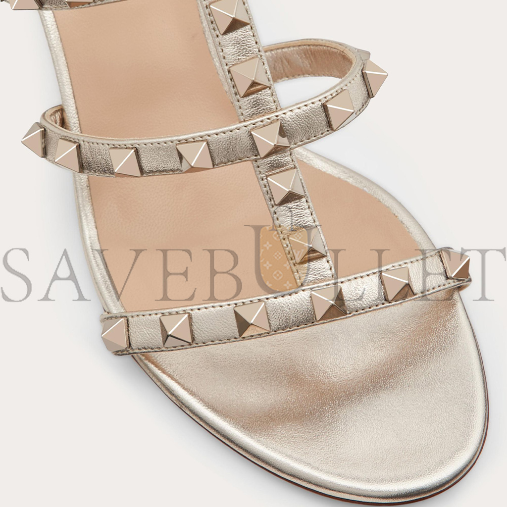 VALENTINO ROCKSTUD METALLIC CALFSKIN LEATHER SLIDE SANDAL 60 MM 5W2S0C47JXH VALENTINO ROCKSTUD METALLIC CALFSKIN LEATHER SLIDE SANDAL 60 MM 5W2S0C47JXH