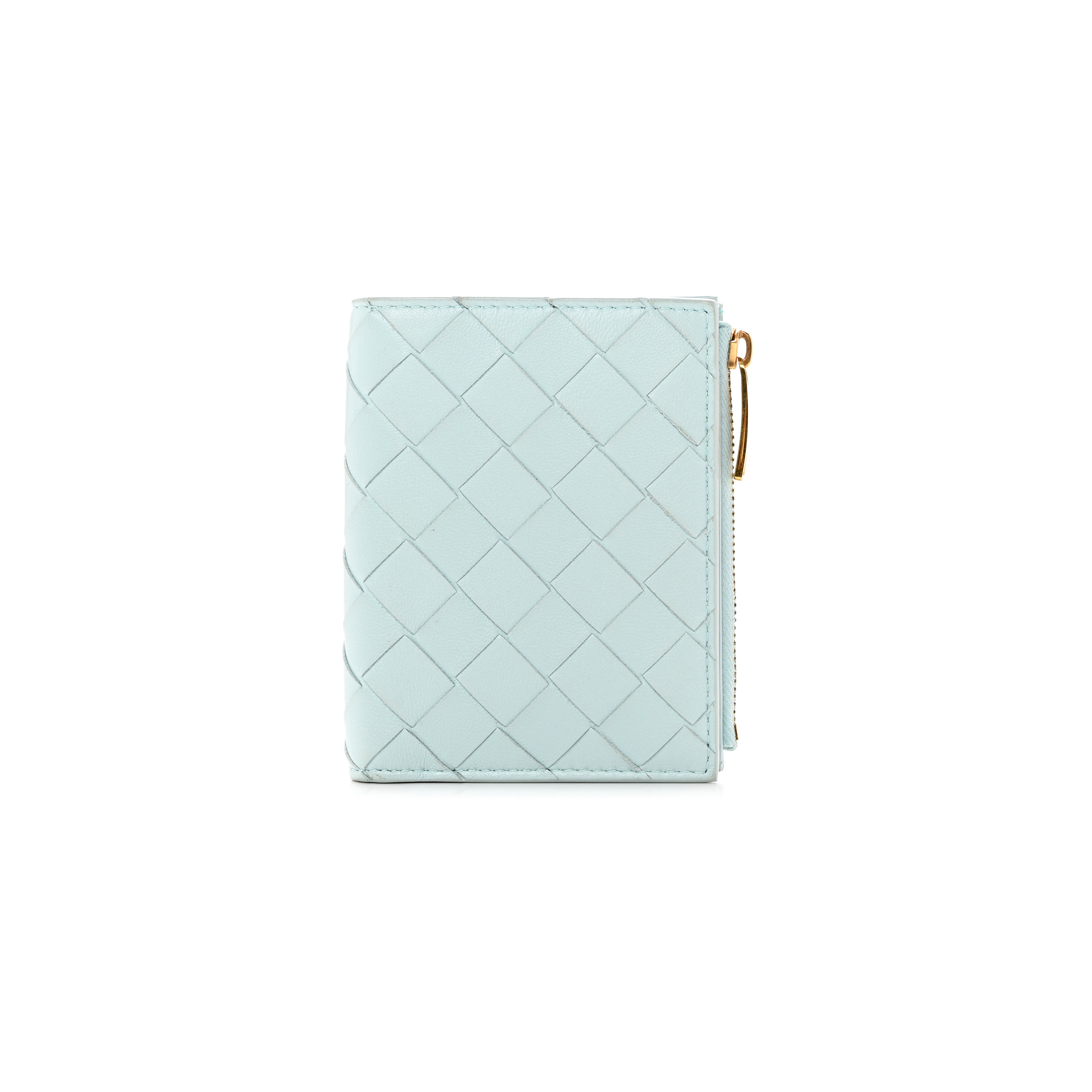 BOTTEGA VENETA NAPPA INTRECCIATO BIFOLD ZIP WALLET TEAL WASHED (10*11*1cm) BOTTEGA VENETA NAPPA INTRECCIATO BIFOLD ZIP WALLET TEAL WASHED (10*11*1cm)