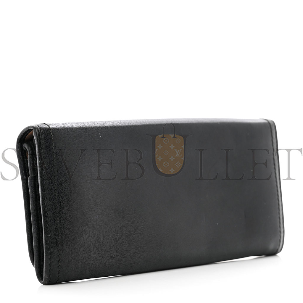 PRADA CALFSKIN CONTINENTAL FLAP WALLET BLACK (19*9*3cm) PRADA CALFSKIN CONTINENTAL FLAP WALLET BLACK (19*9*3cm)