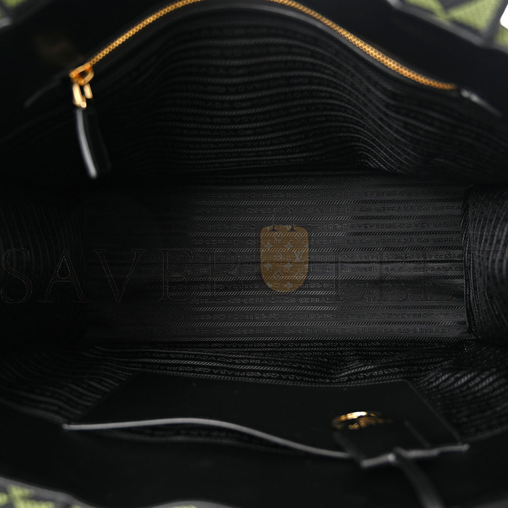 PRADA FABRIC EMBROIDERED SAFFIANO LARGE SYMBOLE TOTE BLACK EDERA (43*33*18cm) PRADA FABRIC EMBROIDERED SAFFIANO LARGE SYMBOLE TOTE BLACK EDERA (43*33*18cm)