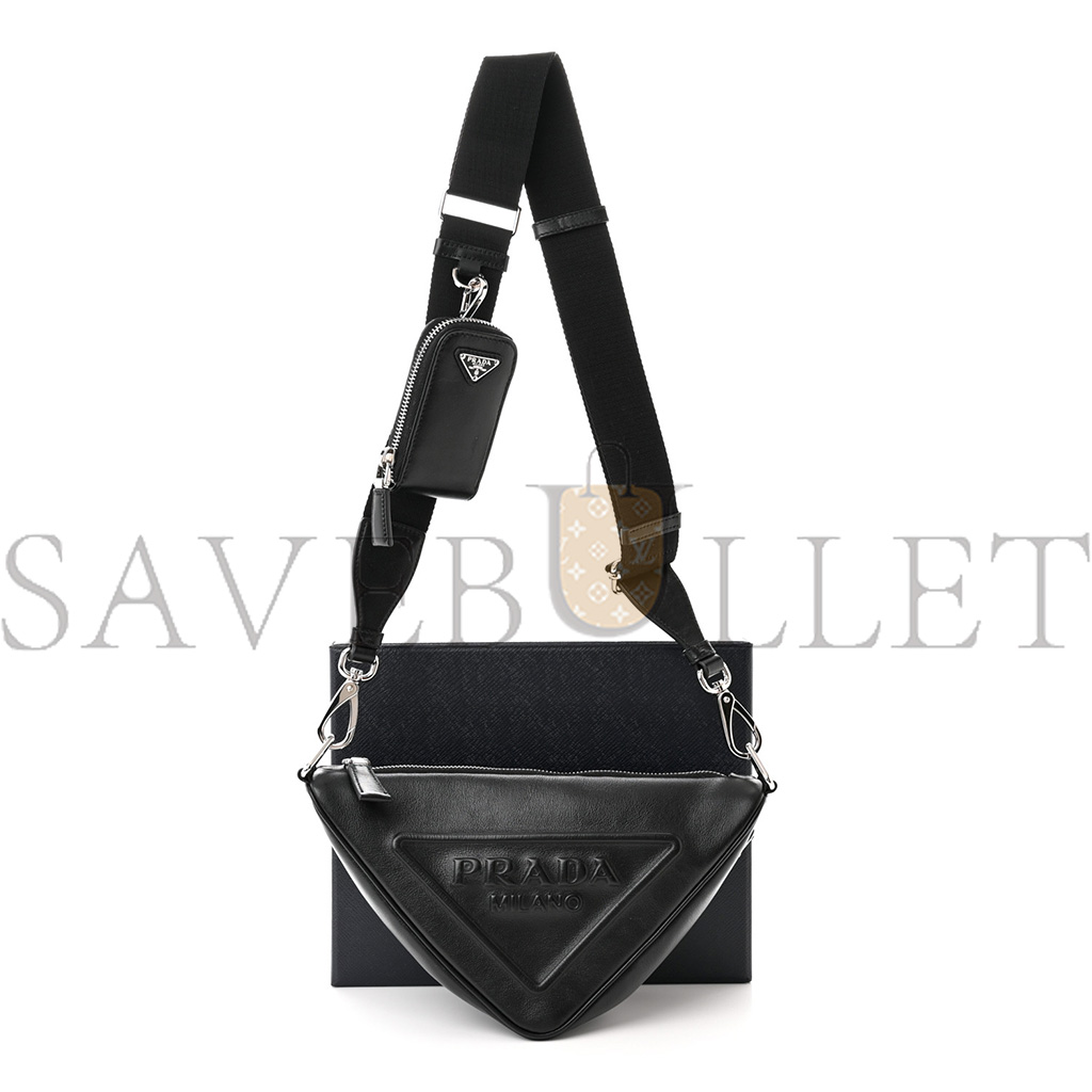PRADA GRACE LUX TRIANGLE SHOULDER BAG BLACK (25*15*11cm) PRADA GRACE LUX TRIANGLE SHOULDER BAG BLACK (25*15*11cm)