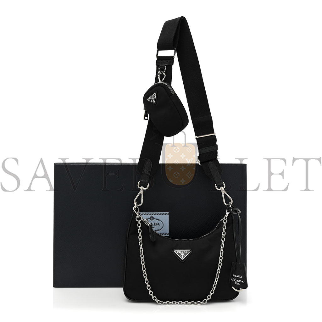 PRADA NYLON RE-EDITION 2005 SHOULDER BAG BLACK (23*13*7cm) PRADA NYLON RE-EDITION 2005 SHOULDER BAG BLACK (23*13*7cm)