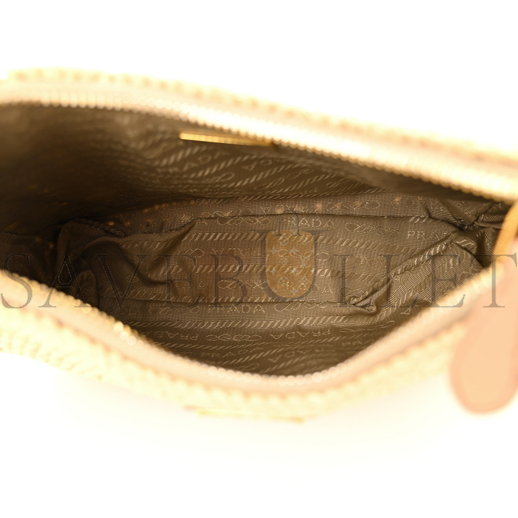 PRADA RAFFIA RE-EDITION 2005 SHOULDER BAG TAN (22*17*6cm) PRADA RAFFIA RE-EDITION 2005 SHOULDER BAG TAN (22*17*6cm)
