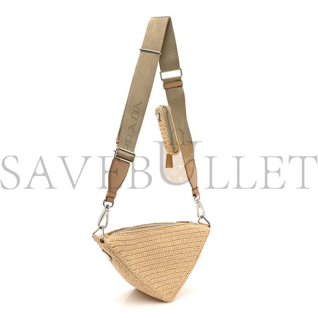 PRADA RAFFIA TRIANGLE SHOULDER BAG NATURAL (27*16*10cm) PRADA RAFFIA TRIANGLE SHOULDER BAG NATURAL (27*16*10cm)