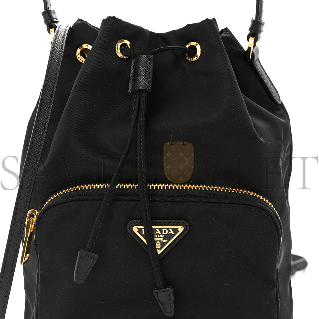 PRADA RE-NYLON DUET DRAWSTRING SHOULDER BAG BLACK (23*18*11cm) PRADA RE-NYLON DUET DRAWSTRING SHOULDER BAG BLACK (23*18*11cm)