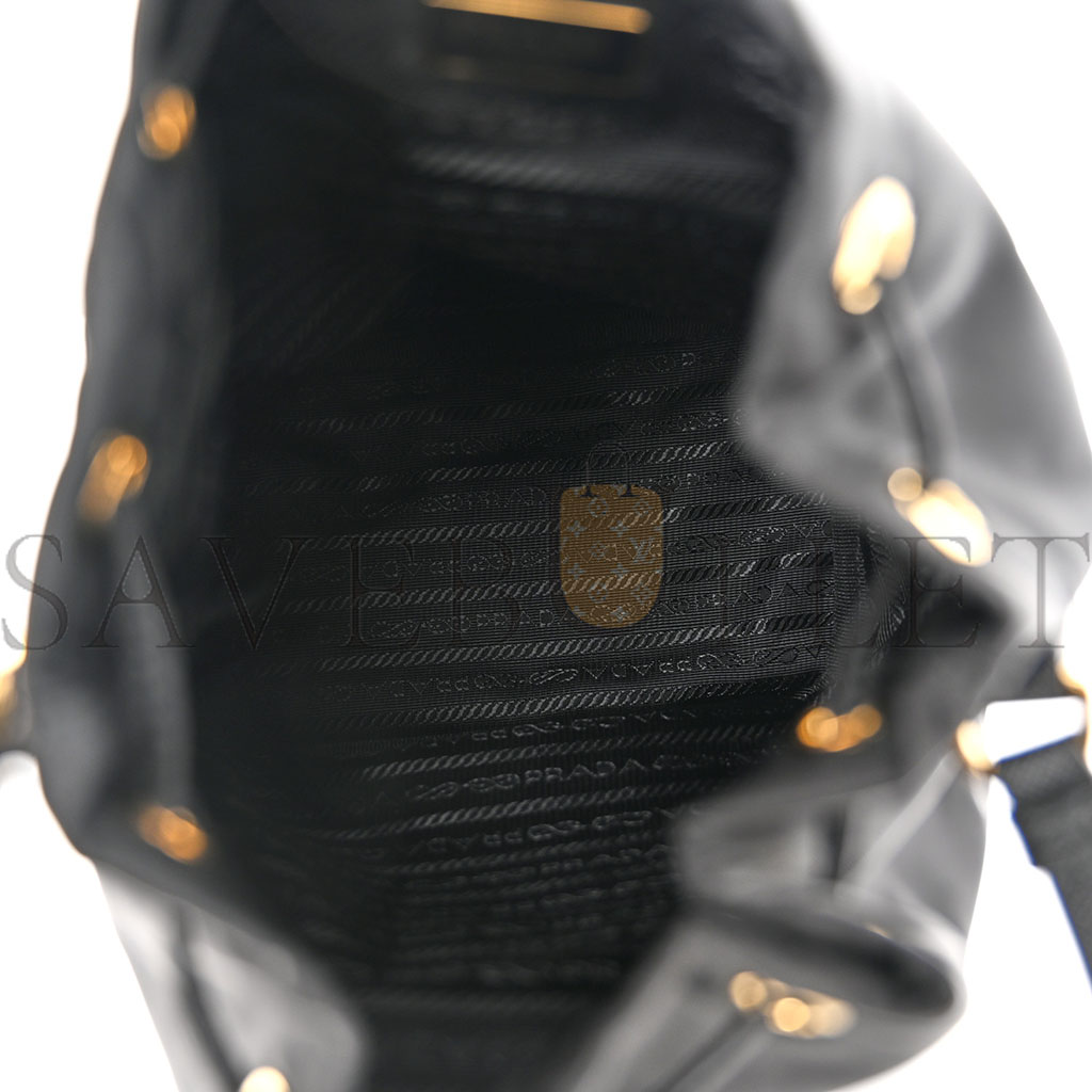PRADA RE-NYLON DUET DRAWSTRING SHOULDER BAG BLACK (23*18*11cm) PRADA RE-NYLON DUET DRAWSTRING SHOULDER BAG BLACK (23*18*11cm)