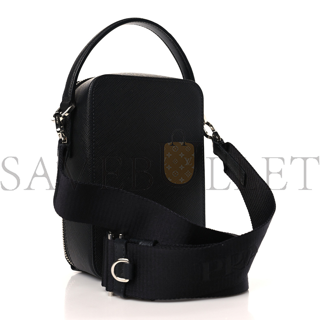 PRADA SAFFIANO BRIQUE CROSSBODY BAG BLACK (18*11*6cm) PRADA SAFFIANO BRIQUE CROSSBODY BAG BLACK (18*11*6cm)