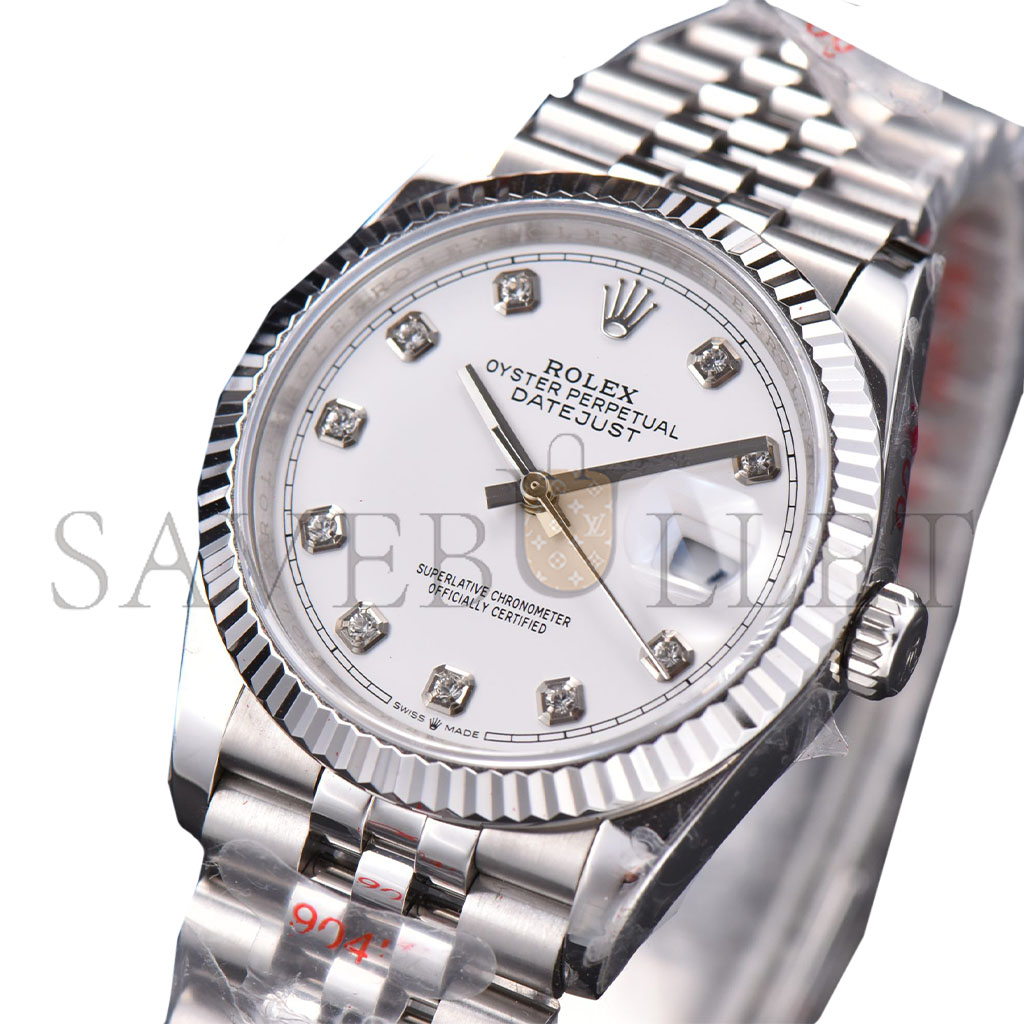 ROLEX DATEJUST GMF WHITE DIAL DIAMOND MARKER JUBILEE BRACELET WATCH 126334