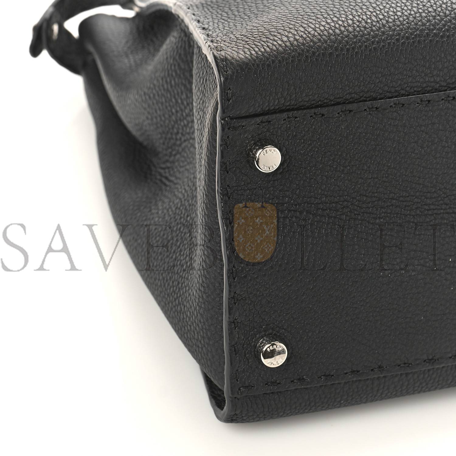 FENDI CUOIO ROMANO SELLERIA BI-COLOR LARGE PEEKABOO ICONIC SATCHEL BLACK MOU (15.5*12*7cm)