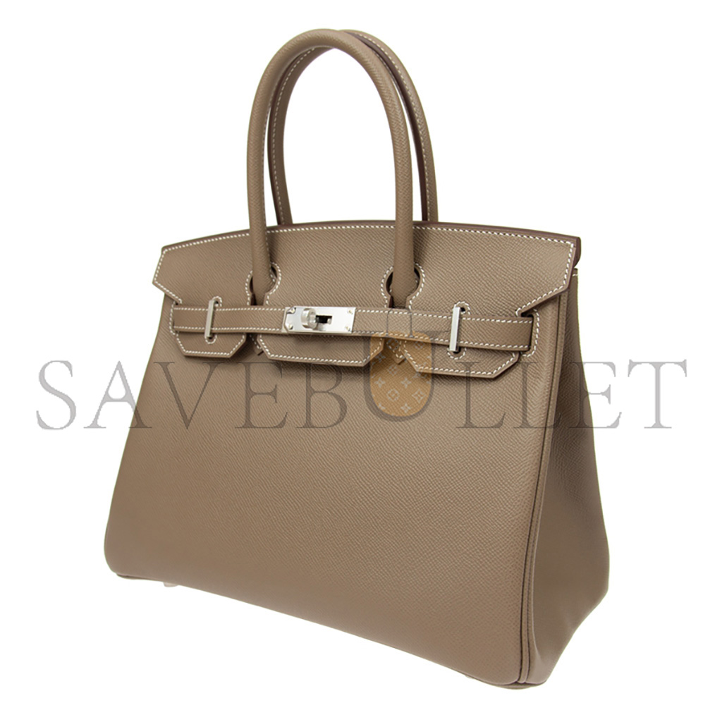 HERMES MASTER BIRKIN 30 TOGO LEATHER ELEPHANT GREY SILVER BUCKLE BAG BK3018EPSS (25*20*13cm)