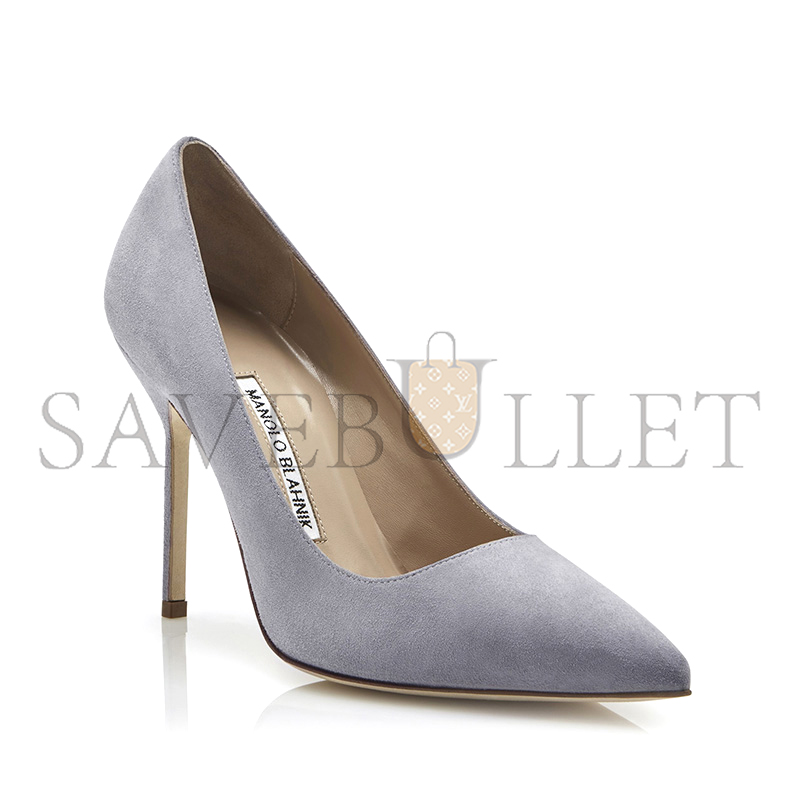 MANOLO BLAHNIK BB LIGHT GREY SUEDE POINTED TOE PUMPS 9XX-0417-0013