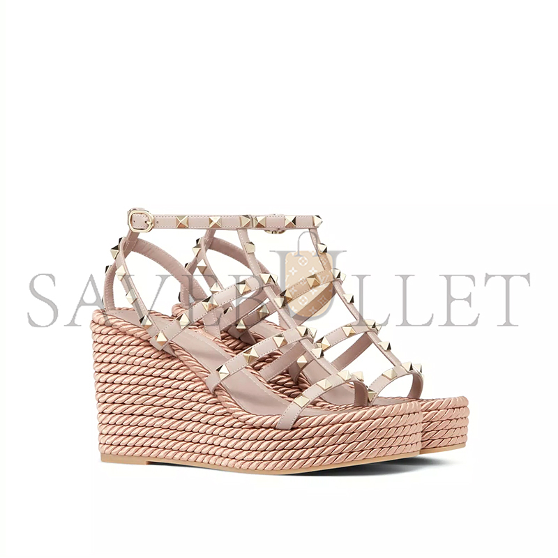 VALENTINO ROCKSTUD ANKLE STRAP WEDGE SANDALIN CALFSKIN LEATHER 95MM 5W2S0F95BAE_P45 VALENTINO ROCKSTUD ANKLE STRAP WEDGE SANDALIN CALFSKIN LEATHER 95MM 5W2S0F95BAE_P45