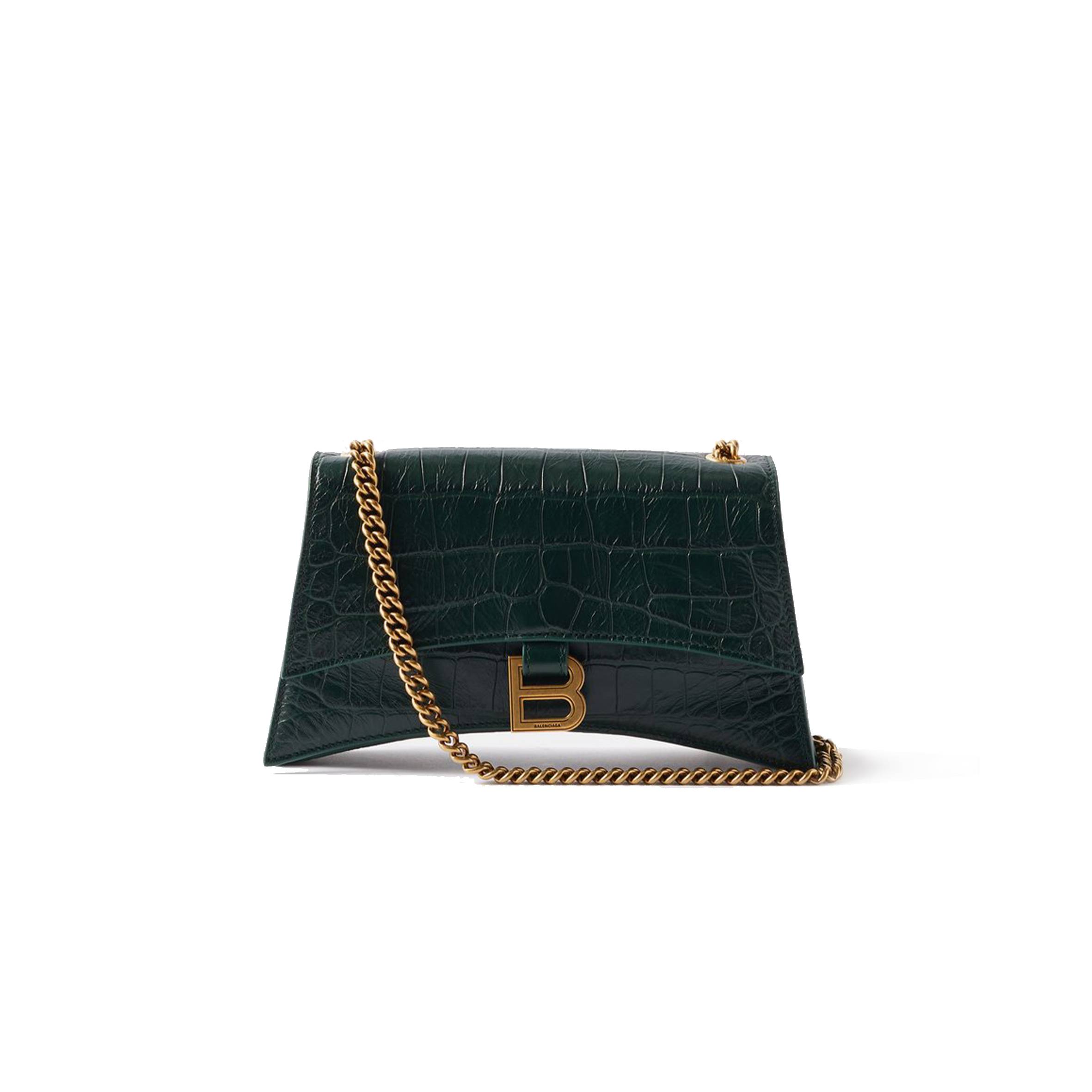 BALENCIAGA GREEN CRUSH XS CROCODILE-EFFECT LEATHER CROSS-BODY BAG MATCHESFASHION US (21.5*11*5cm)