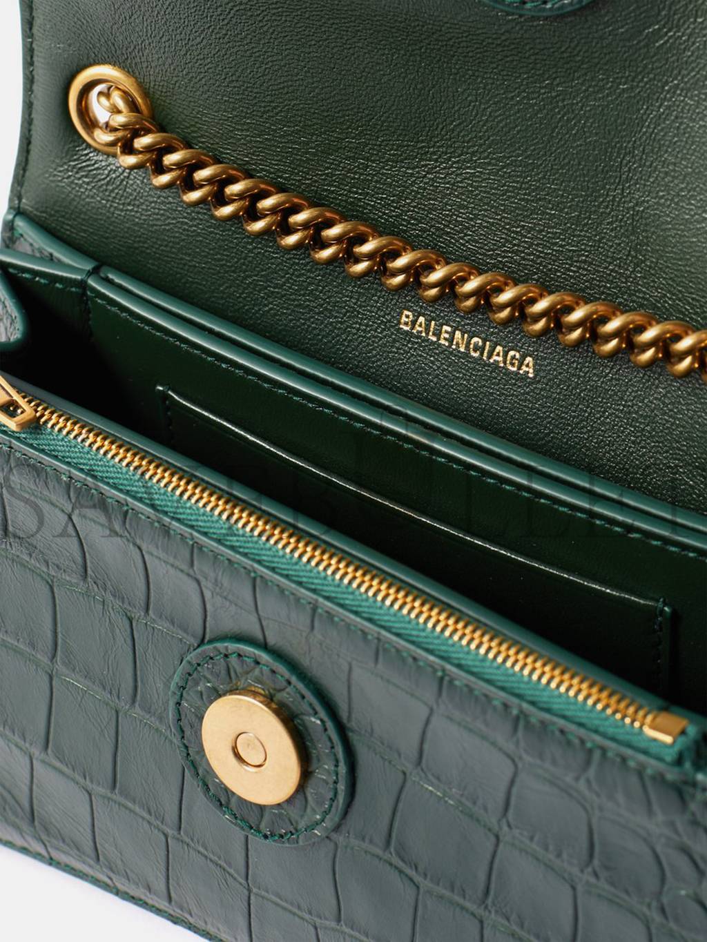 BALENCIAGA GREEN CRUSH XS CROCODILE-EFFECT LEATHER CROSS-BODY BAG MATCHESFASHION US (21.5*11*5cm)