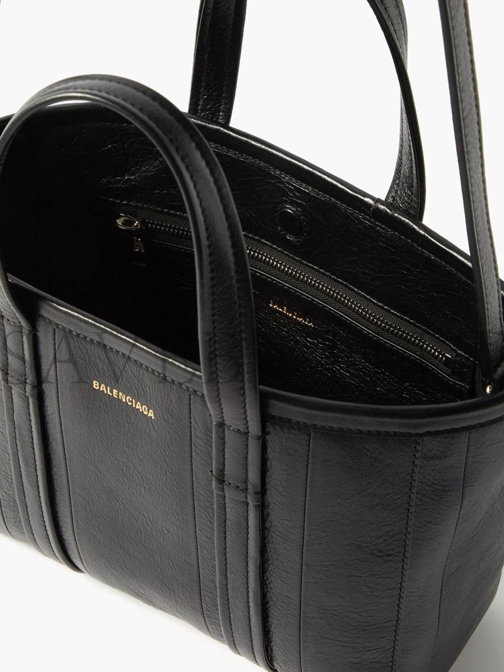 BALENCIAGA BLACK BARBES S CRINKLED-LEATHER TOTE MATCHESFASHION US (23.5*20*10cm)