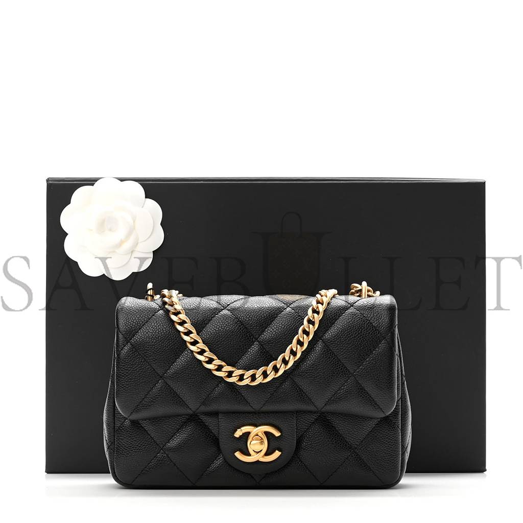 CHANEL CAVIAR QUILTED SWEETHEART MINI RECTANGULAR FLAP BLACK GOLD HARDWARE (18*12*6cm) CHANEL CAVIAR QUILTED SWEETHEART MINI RECTANGULAR FLAP BLACK GOLD HARDWARE (18*12*6cm)