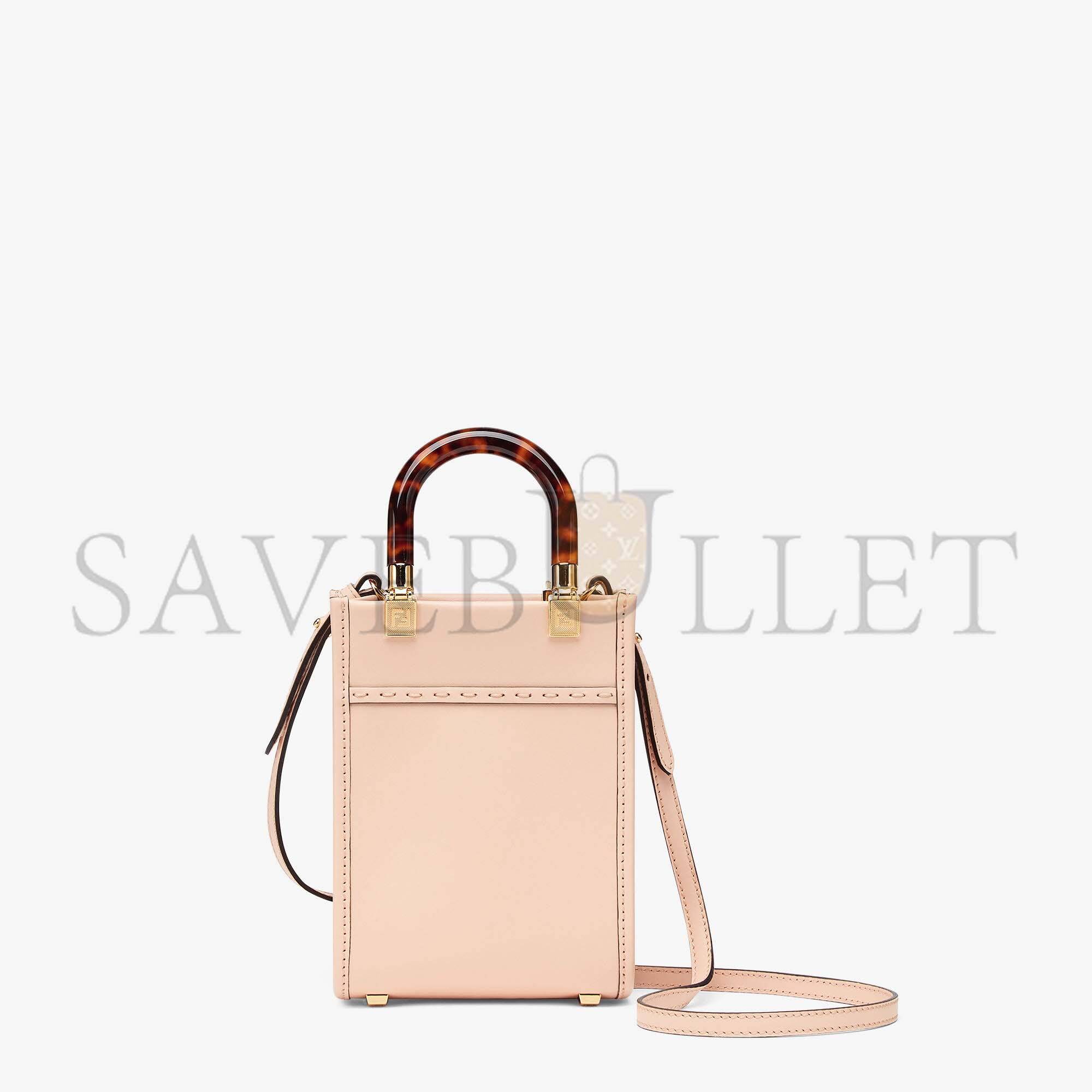 FENDI MINI SUNSHINE SHOPPER - PALE PINK LEATHER MINI BAG 8BS051ABVLF1HDG (18*13*6.5cm)