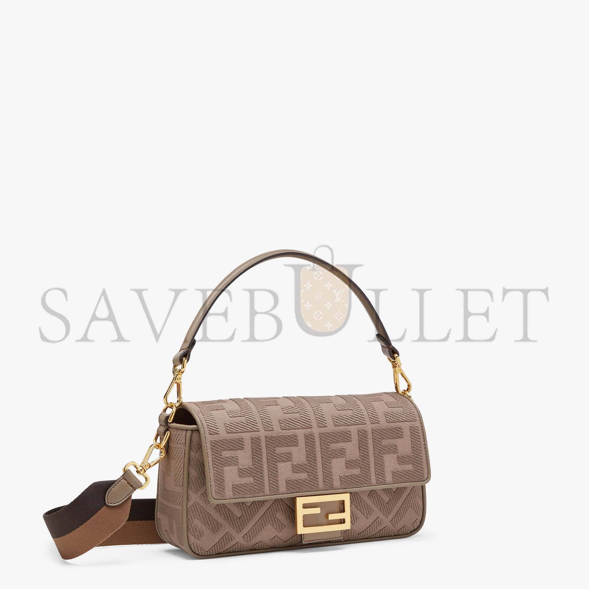 FENDI BAGUETTE - GRAY FF CANVAS BAG 8BR600AC9OF1F7M (27*15*6cm)