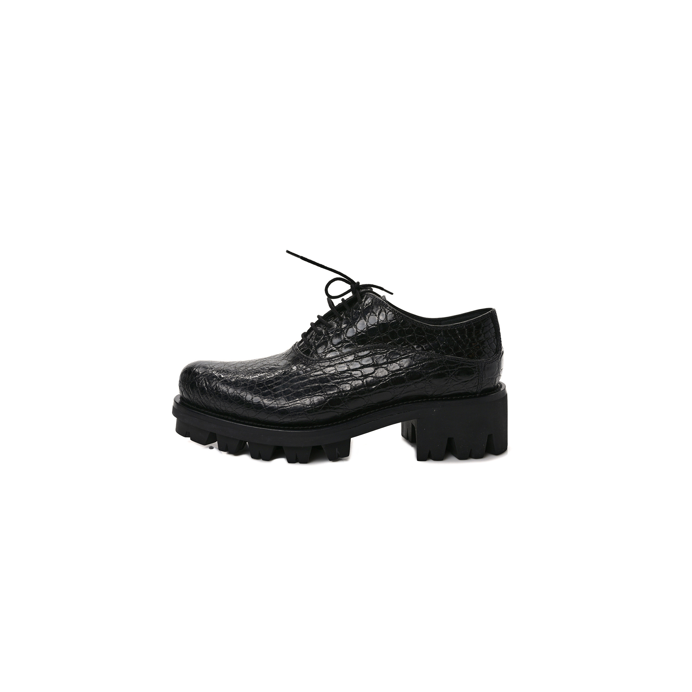 PRADA CROCODILE LACE UP 50MM LOAFERS 39 BLACK PRADA CROCODILE LACE UP 50MM LOAFERS 39 BLACK