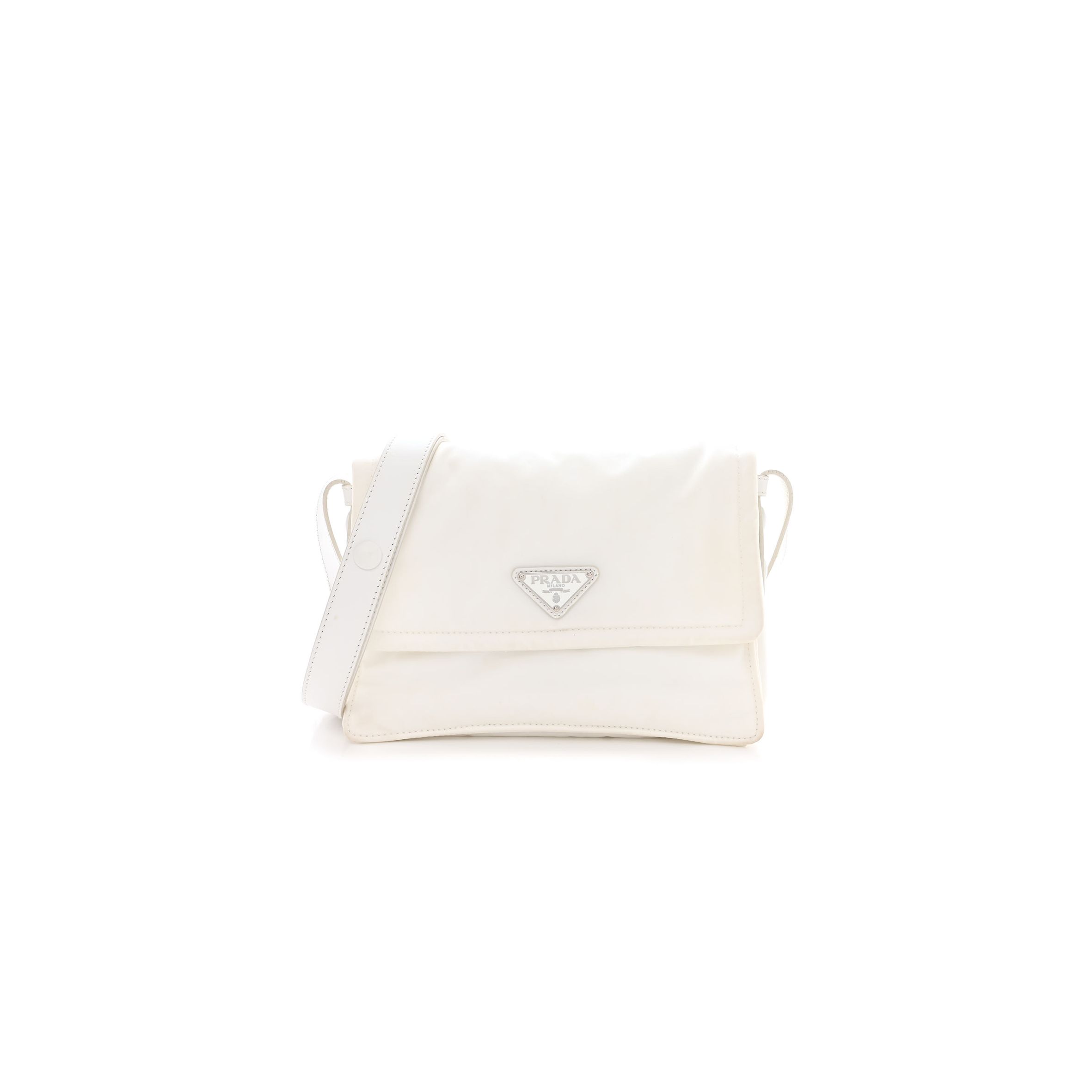 PRADA RE-NYLON SMALL PADDED SHOULDER BAG WHITE (23*16*11cm) PRADA RE-NYLON SMALL PADDED SHOULDER BAG WHITE (23*16*11cm)