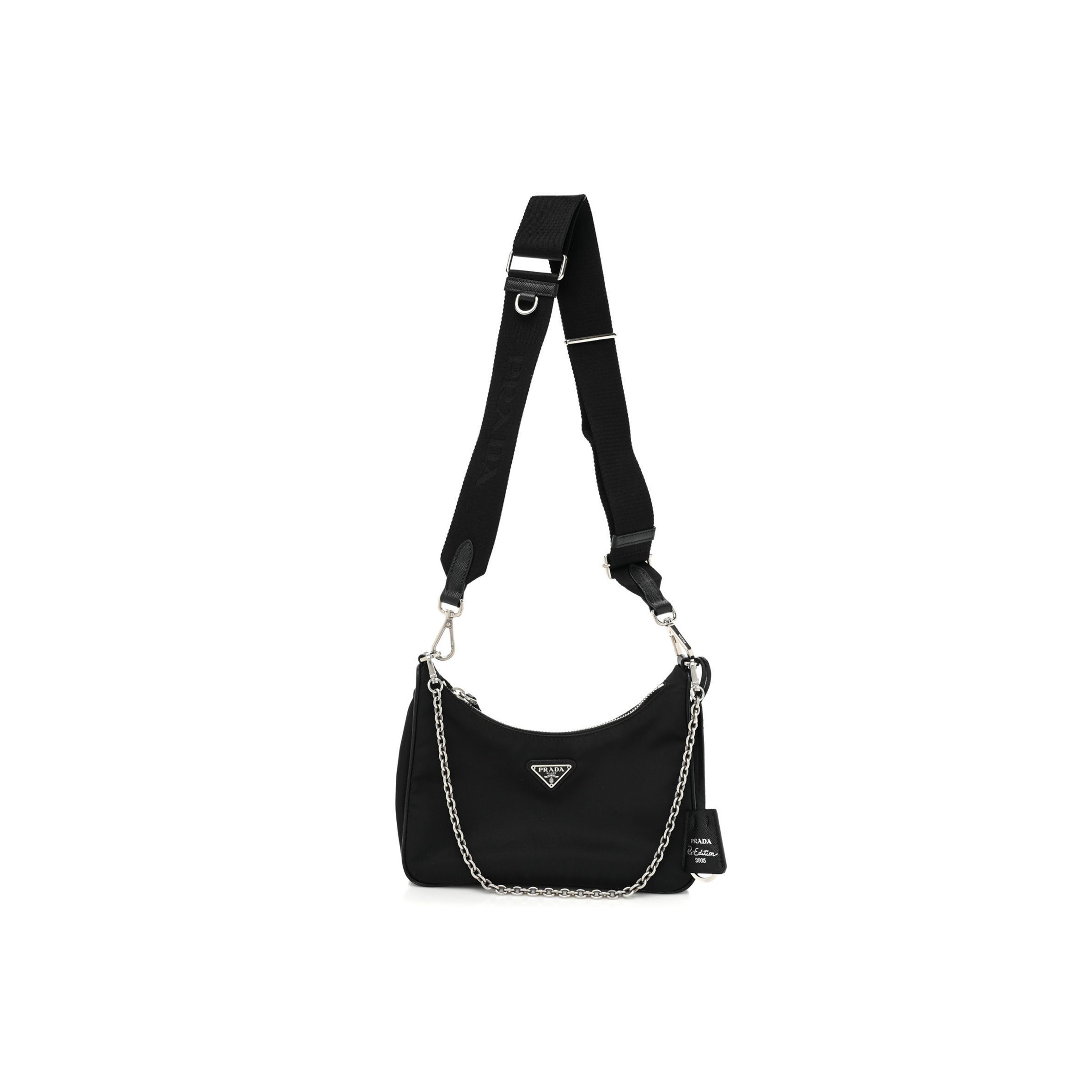 PRADA NYLON RE-EDITION 2005 SHOULDER BAG BLACK (22*16*6cm) PRADA NYLON RE-EDITION 2005 SHOULDER BAG BLACK (22*16*6cm)