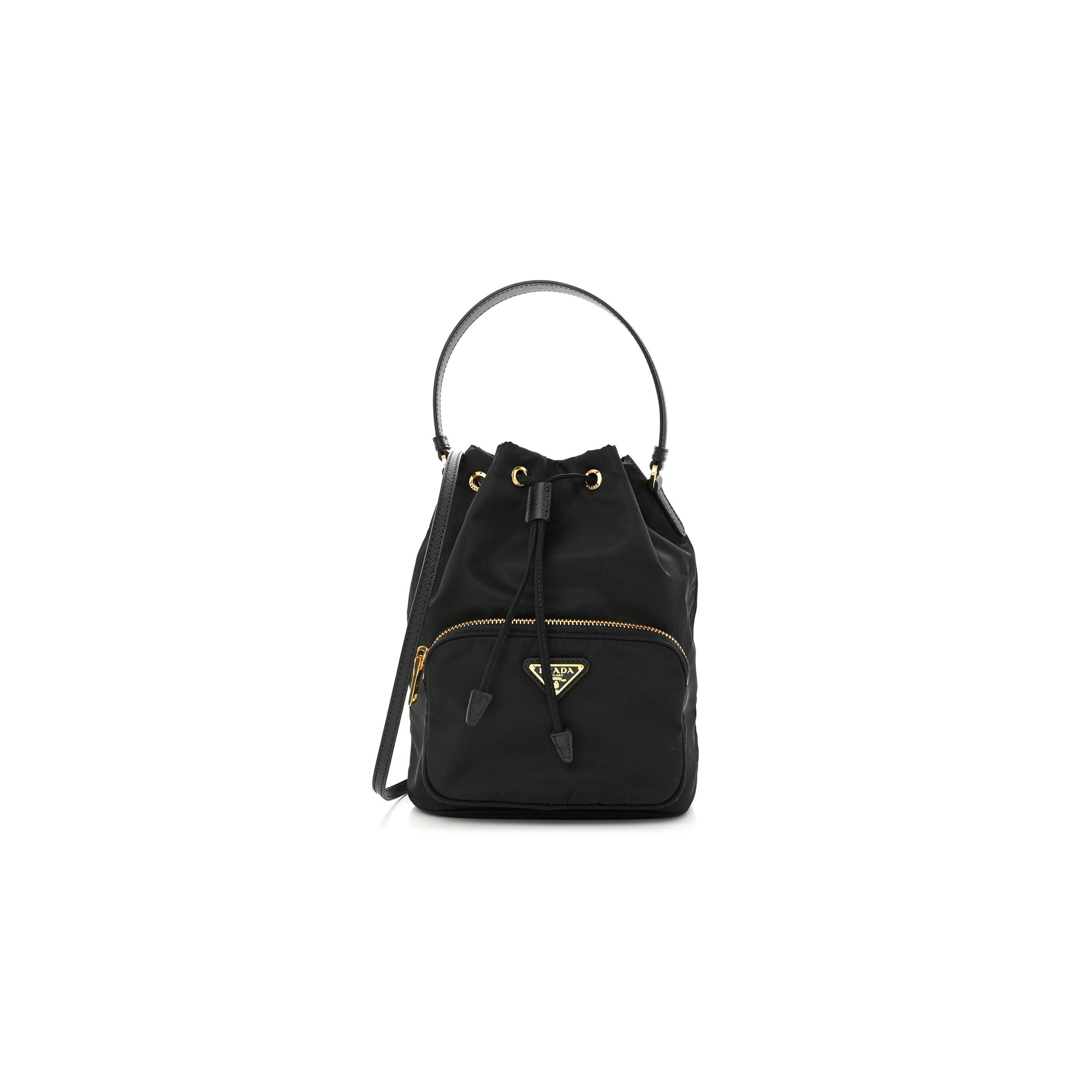 PRADA RE-NYLON DUET DRAWSTRING SHOULDER BAG BLACK (23*18*11cm) PRADA RE-NYLON DUET DRAWSTRING SHOULDER BAG BLACK (23*18*11cm)