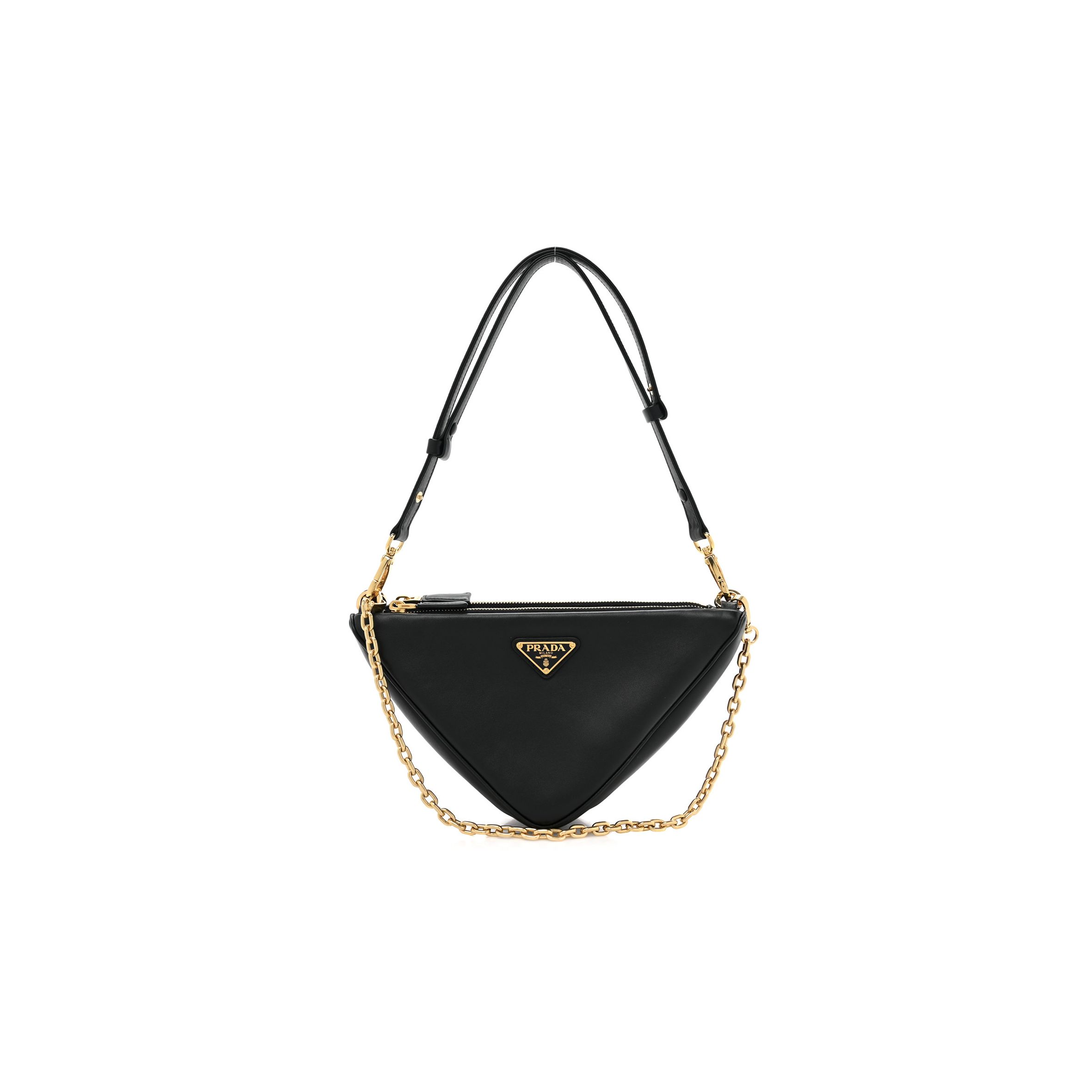 PRADA JACQUARD TRIANGOLO SYMBOLE EMBROIDERED MINI TRIANGLE SHOULDER BAG BLACK CILIEGIA (28*15*6cm) PRADA JACQUARD TRIANGOLO SYMBOLE EMBROIDERED MINI TRIANGLE SHOULDER BAG BLACK CILIEGIA (28*15*6cm)