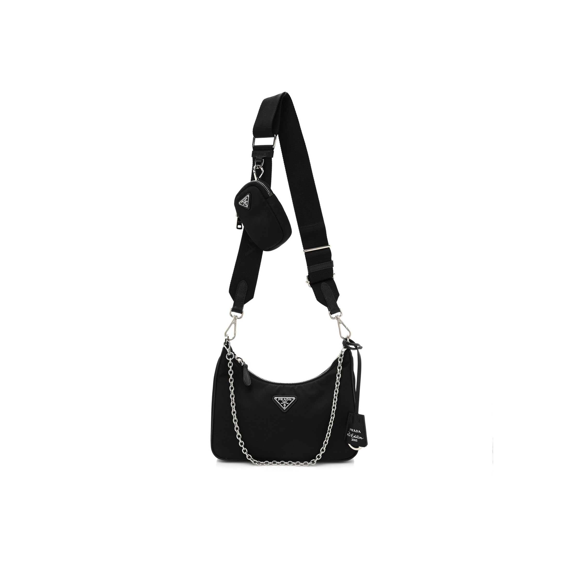 PRADA NYLON RE-EDITION 2005 SHOULDER BAG BLACK (23*13*7cm) PRADA NYLON RE-EDITION 2005 SHOULDER BAG BLACK (23*13*7cm)