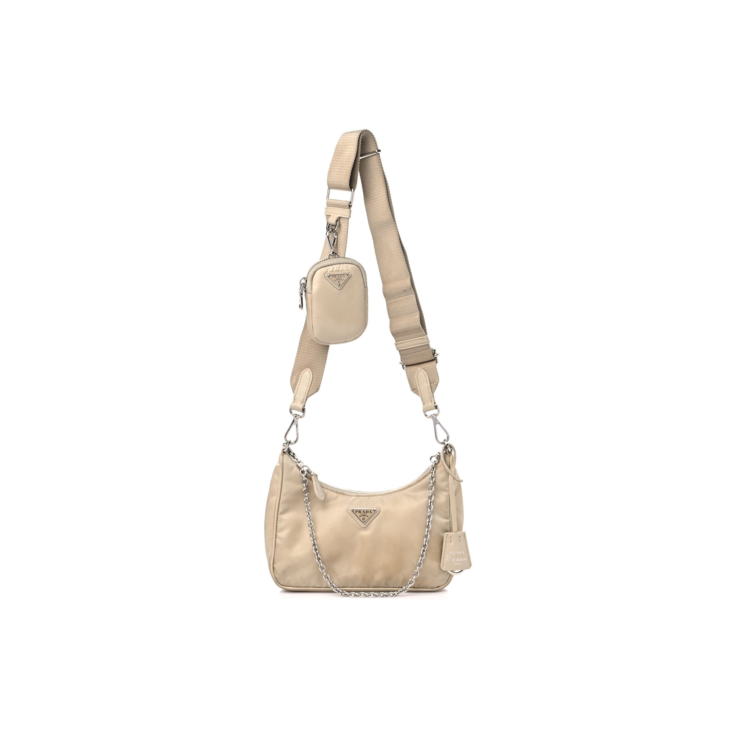 PRADA NYLON RE-EDITION 2005 SHOULDER BAG CAMMEO (22*13*6cm) PRADA NYLON RE-EDITION 2005 SHOULDER BAG CAMMEO (22*13*6cm)