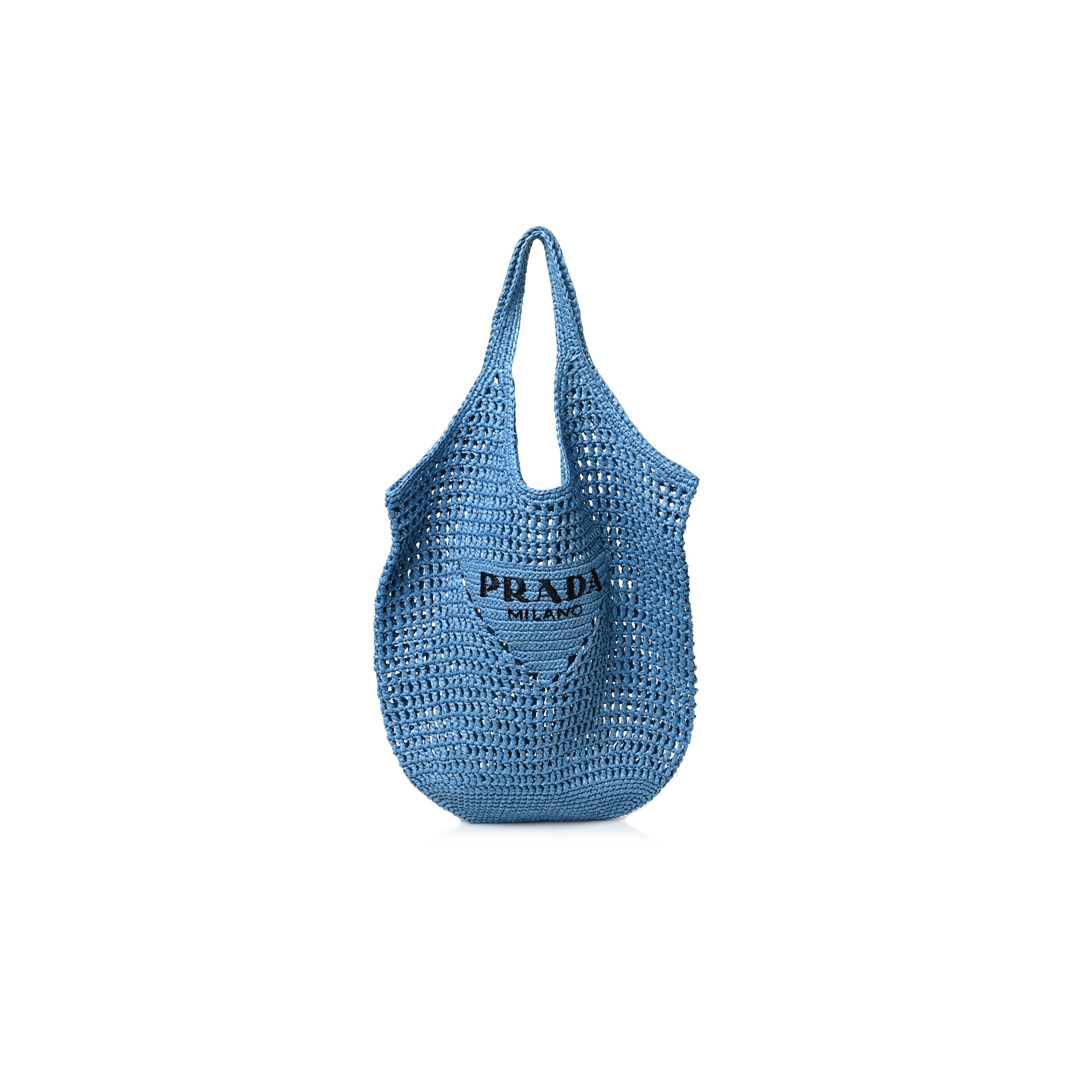 PRADA RAFFIA EMBROIDERED LOGO SHOPPING TOTE BAG CELESTE (50*41*19cm) PRADA RAFFIA EMBROIDERED LOGO SHOPPING TOTE BAG CELESTE (50*41*19cm)
