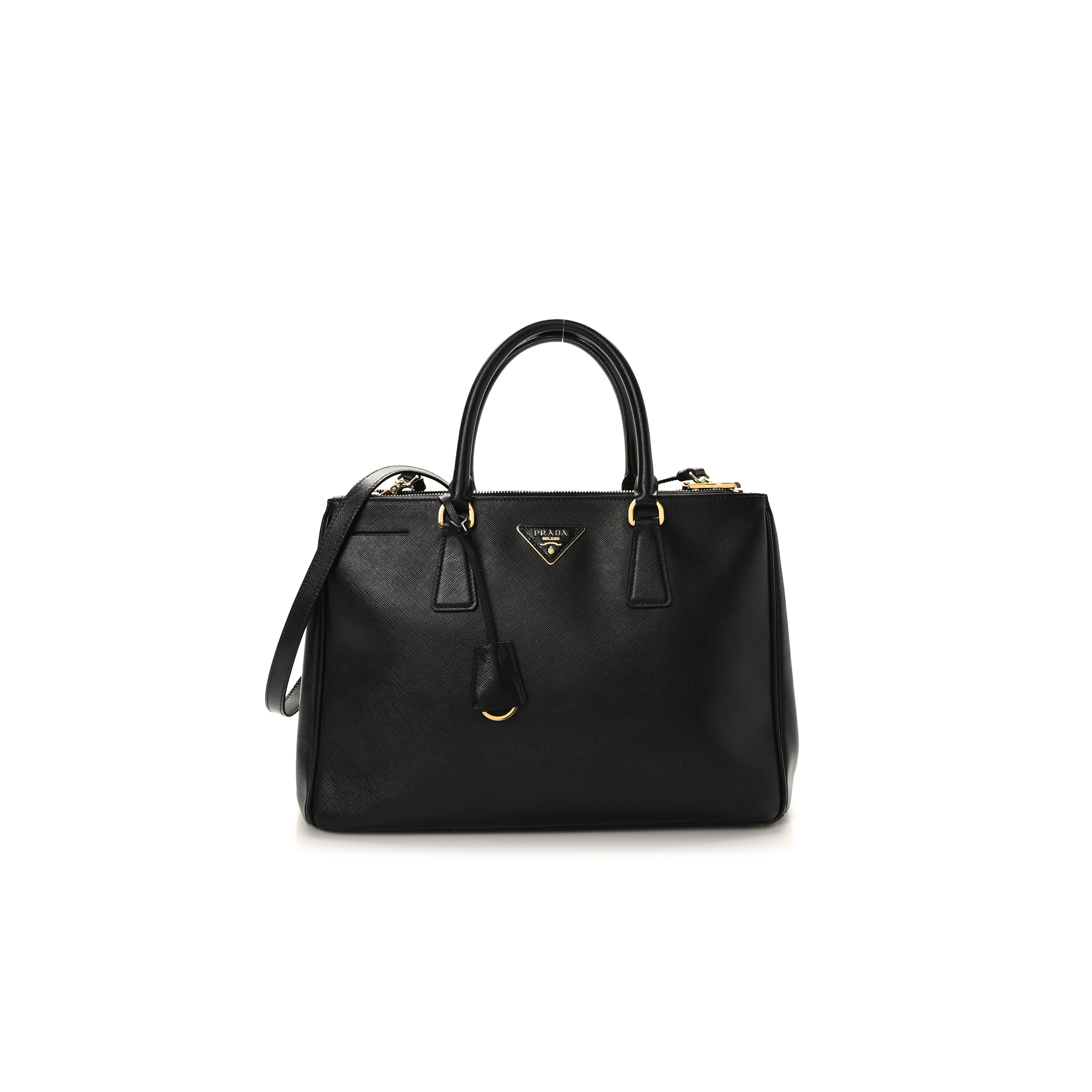 PRADA SAFFIANO MEDIUM GALLERIA DOUBLE ZIP TOTE BLACK (34*24*15cm) PRADA SAFFIANO MEDIUM GALLERIA DOUBLE ZIP TOTE BLACK (34*24*15cm)
