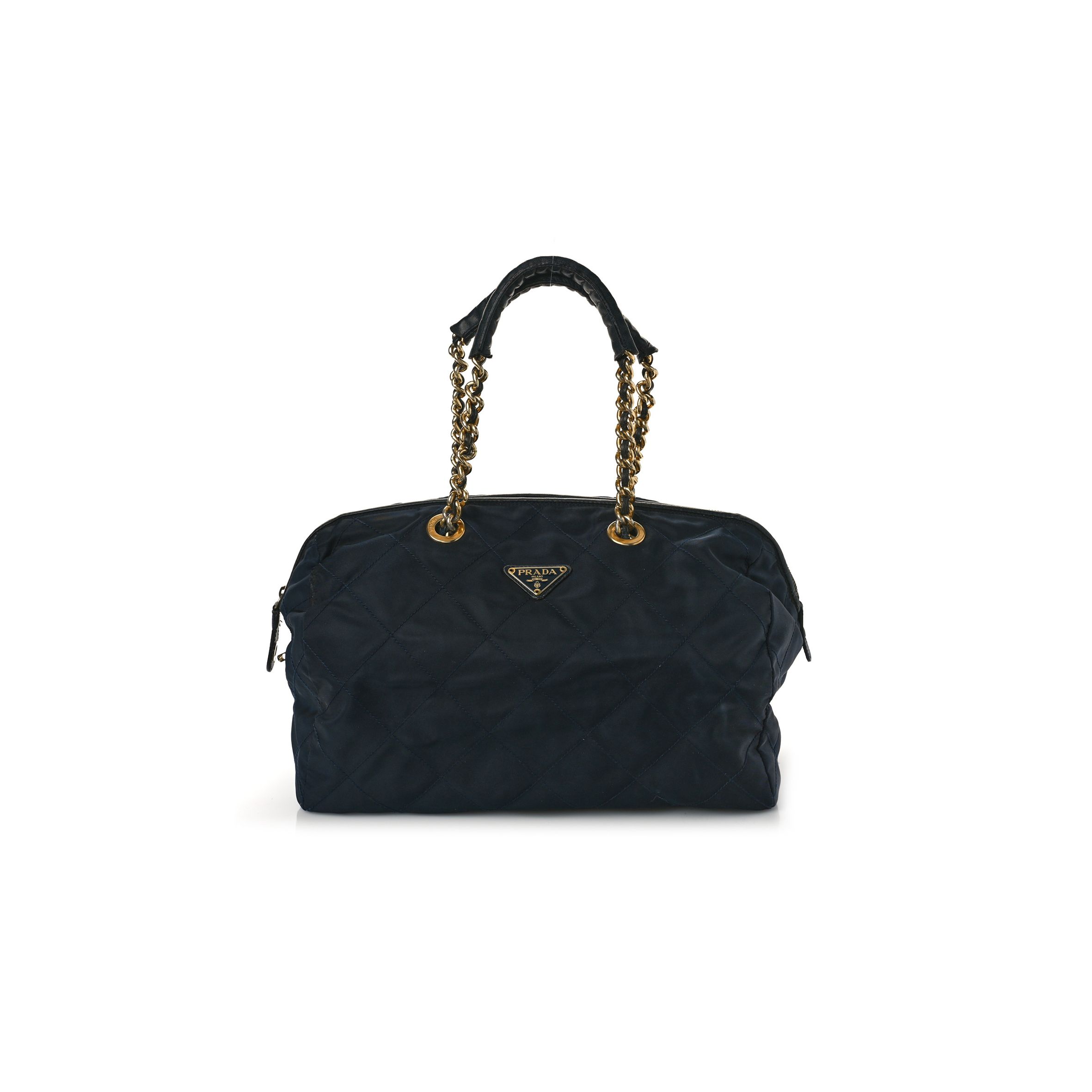 PRADA NYLON TESSUTO IMPUNTU QUILTED SHOULDER BAG NAVY (34*20*17cm) PRADA NYLON TESSUTO IMPUNTU QUILTED SHOULDER BAG NAVY (34*20*17cm)