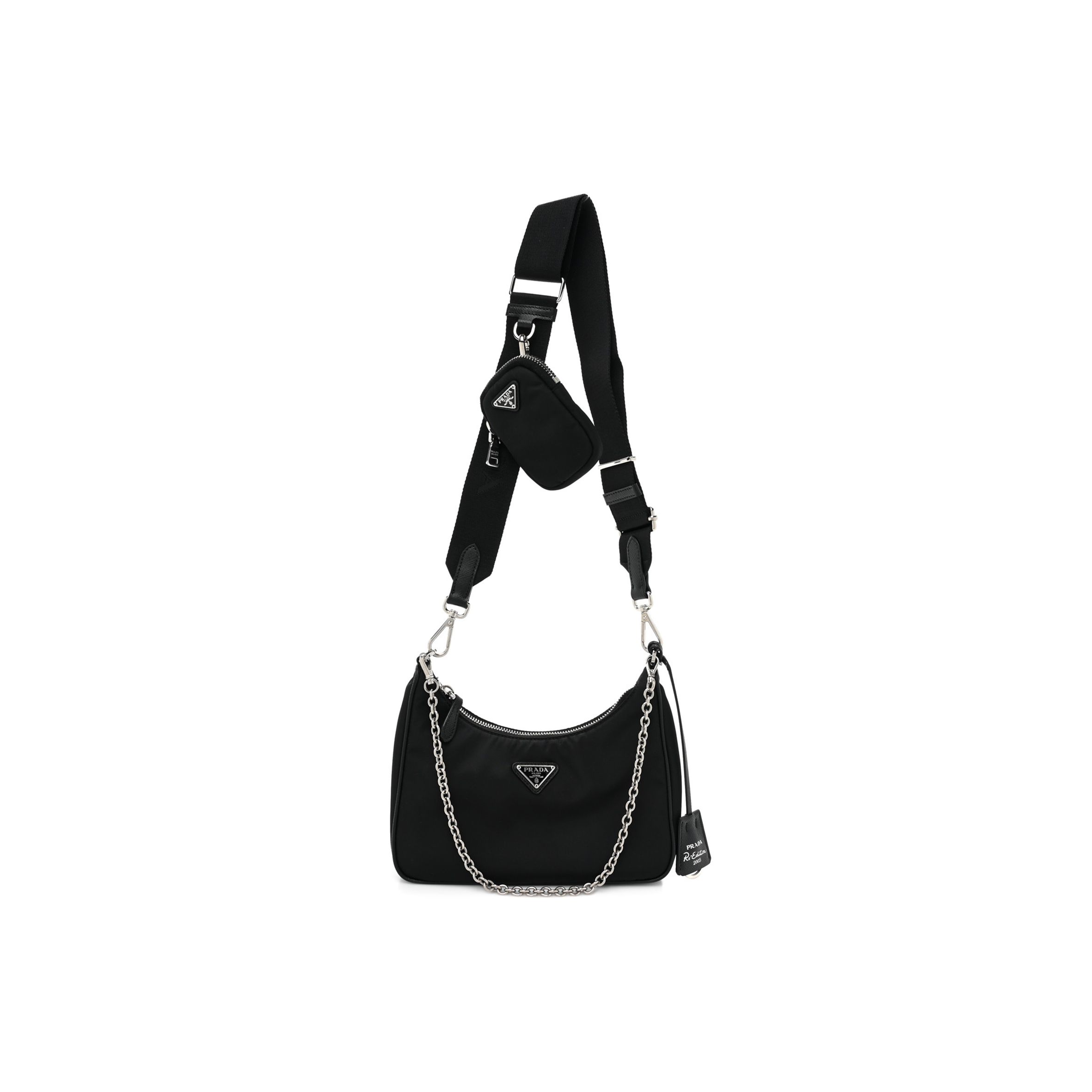 PRADA NYLON RE-EDITION 2005 SHOULDER BAG BLACK (22*16*6cm) PRADA NYLON RE-EDITION 2005 SHOULDER BAG BLACK (22*16*6cm)