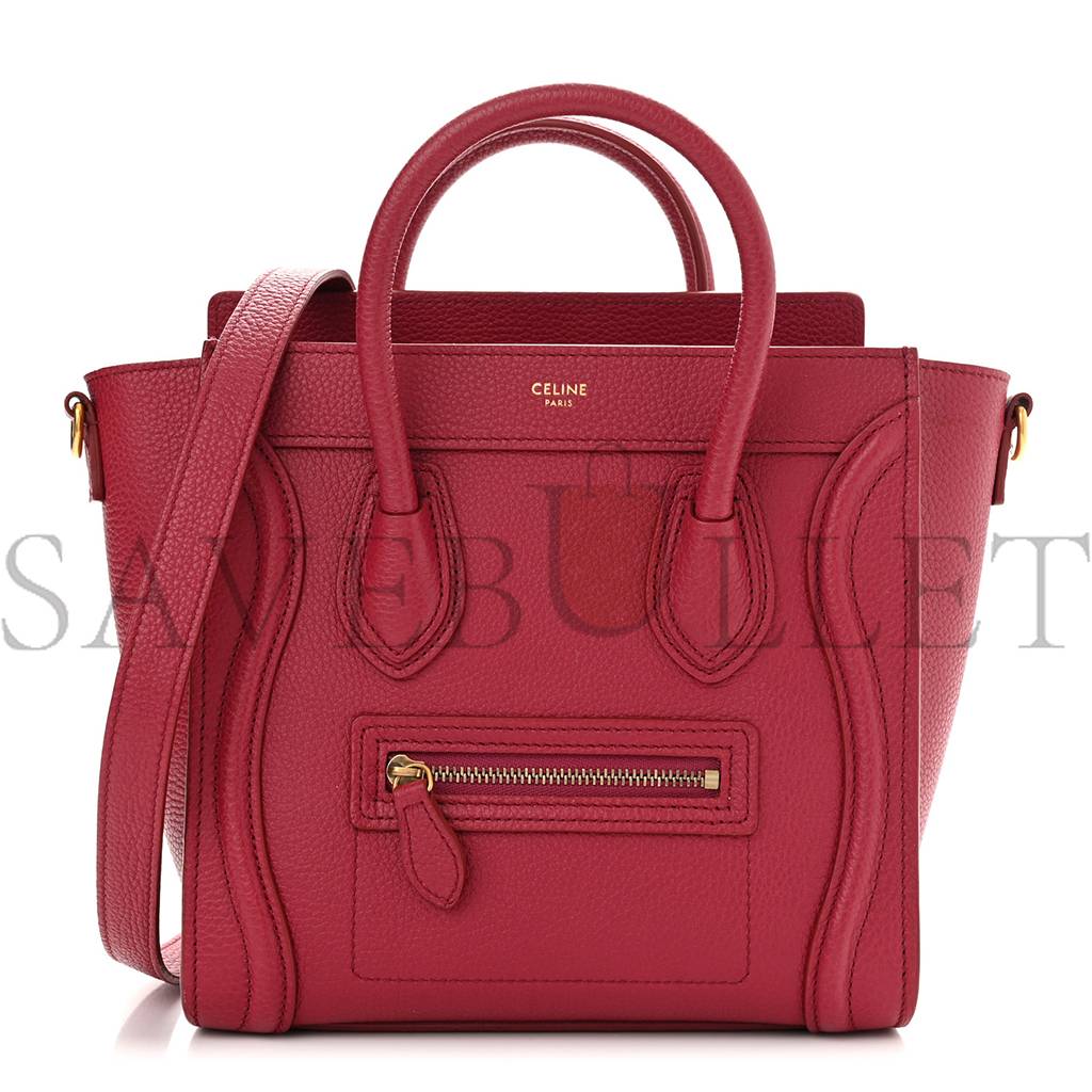 CELINE DRUMMED CALFSKIN NANO LUGGAGE RASBERRY (20*20*10cm) CELINE DRUMMED CALFSKIN NANO LUGGAGE RASBERRY (20*20*10cm)