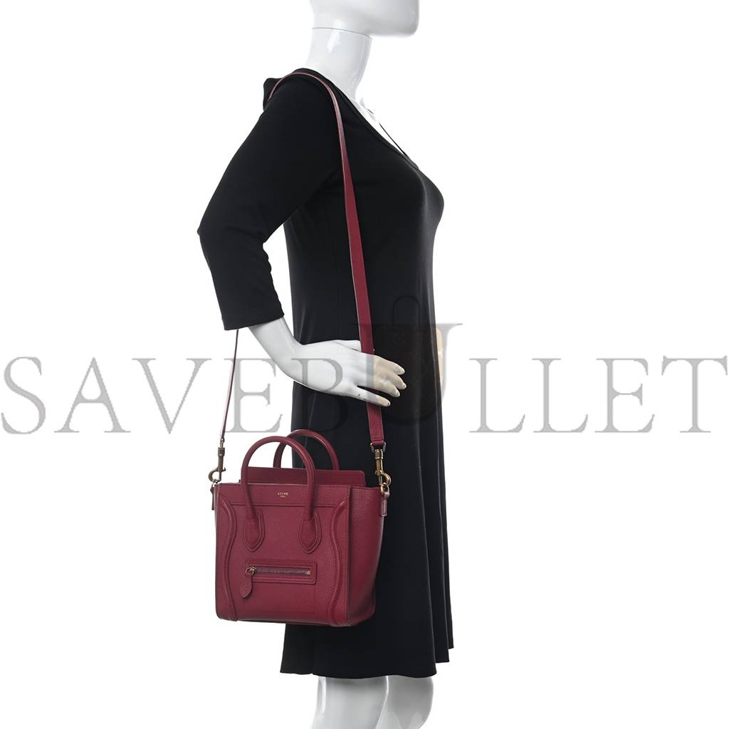 CELINE DRUMMED CALFSKIN NANO LUGGAGE RASBERRY (20*20*10cm) CELINE DRUMMED CALFSKIN NANO LUGGAGE RASBERRY (20*20*10cm)