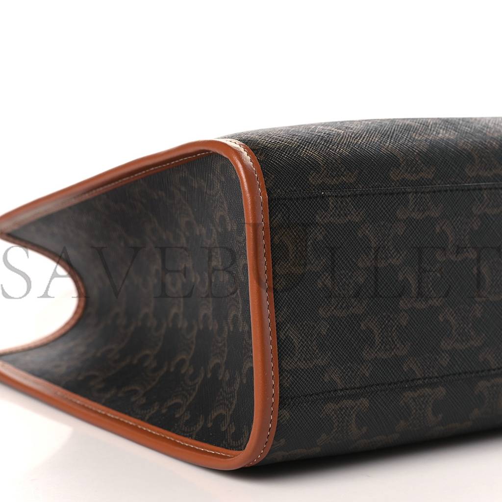 CELINE TRIOMPHE CANVAS CALFSKIN MINI HORIZONTAL CABAS TAN (34*23*11cm) CELINE TRIOMPHE CANVAS CALFSKIN MINI HORIZONTAL CABAS TAN (34*23*11cm)