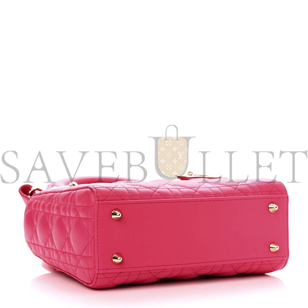 DIOR LAMBSKIN CANNAGE SMALL MY ABCDIOR LADY DIOR FRAISE (20*17*8.9cm)