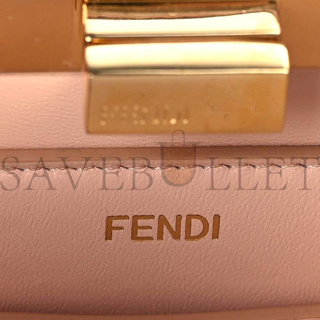 FENDI VITELLO KING LUXOR SHINY NAPPA MEDIUM PEEKABOO I SEE U EAST WEST SATCHEL FUOCO LIGHT ROSE (29*18*10cm)