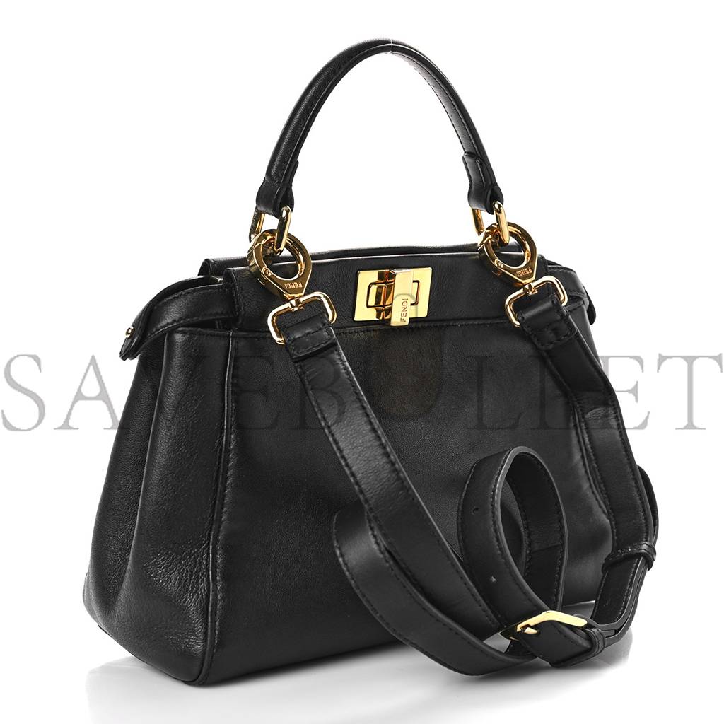 FENDI NAPPA MINI PEEKABOO ICONIC SATCHEL BLACK (23*19*11cm)