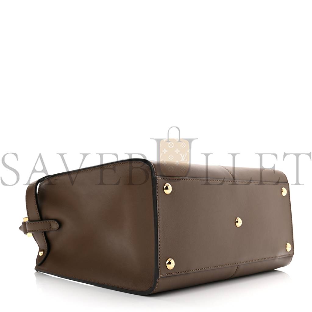 FENDI VITELLO SETA GLAZED FABRIC FF 1974 MEDIUM PEEKABOO X-LITE MAYA MOGANO PANNA (30*25*15cm)